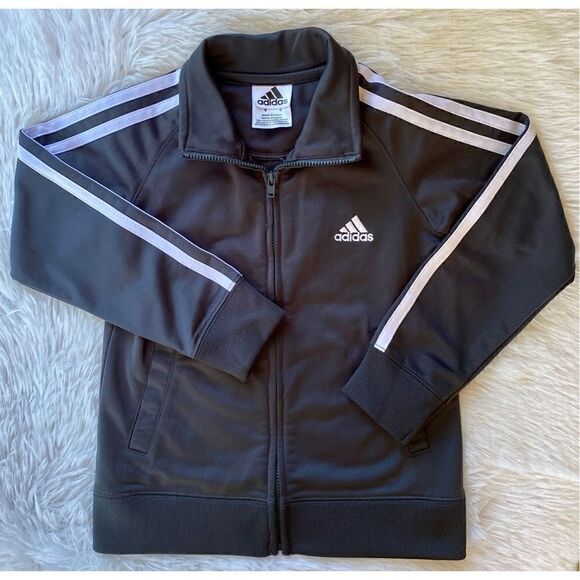 Adidas SZ 4 Little Boys Grey & White Full Zip Track Jacket With Logo - Picture 3 of 10